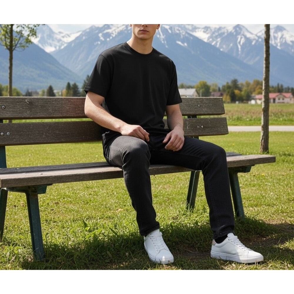 PAKA Royal Alpaca Pima Blend Essential Tee Shirt Black Medium Made in Peru - Picture 9 of 10